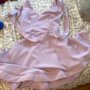 lavender v cut dress